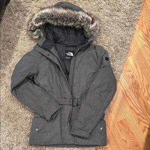 The North Face Charcoal Parka with Faux Fur Trim